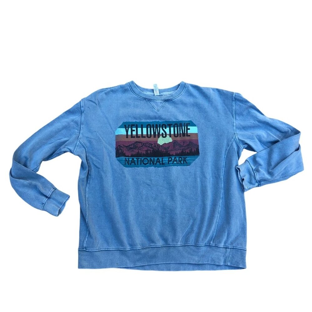 VTG U.S. APPAREL Yellowstone National Park Sweatshirt LG Men's Blue Crew Retro